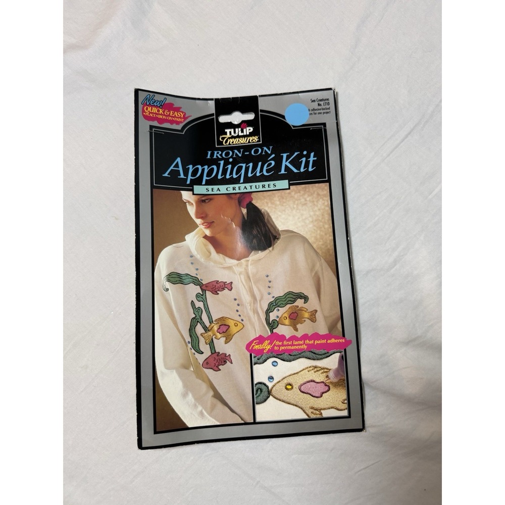 Vintage Tulip Treasures Iron On Applique Kit 1993 Sea Creatures Nautical LT10